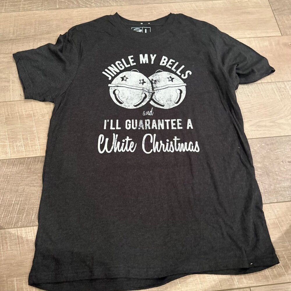 CRAZY DOG JINGLE MY BELLS BLACK T SHIRT MENS LARGE